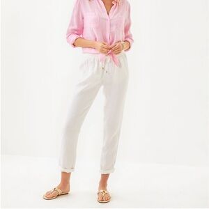 Lilly Pulitze Taron Linen Pant in Resort White Size Small
